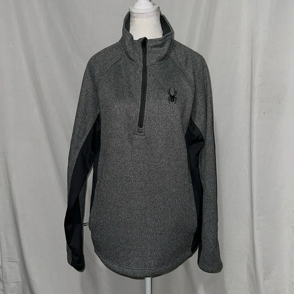 heathered gray & black Spyder half zip pullover jacket size large - Picture 1 of 4